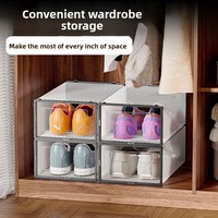 Boîte à chaussures rectangulaire moderne en plastique PPABS grande taille, à ouverture latérale, avec cadre double extrémité, personnalisable, forte capacité de charge, haute valeur esthétique