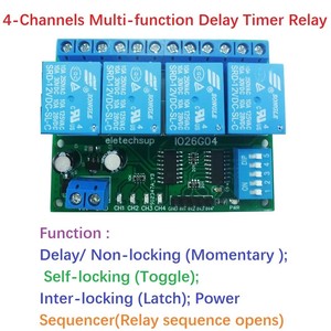 Modulo Relè Multifunzione a 4 Canali con Ritardo, Flip-Flop Bistabile, Auto-bloccante, Interlock, Condizionatore di Alimentazione, Dispositivo Audio, Sequenza di Accensione - Product Image 4