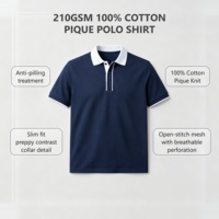 Polo 210 g/m² en piqué 100 % coton, style preppy, logo personnalisé
