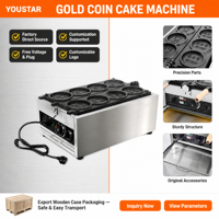 Machine à gaufres commerciale en forme de pièce de monnaie, 8 trous, moule 110x110x110 mm, 220V 3kW, en acier inoxydable