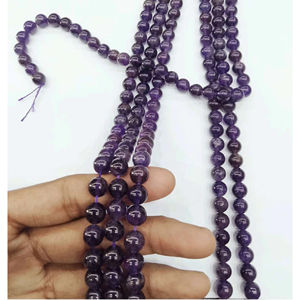 Cuentas Sueltas de Amatista Púrpura Intensa Natural Genuina, Forma Redonda, Ágata Mirani de Rajasthan, Tema Amor - Product Image 1