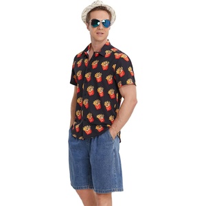 Camisa Hawaiana de Manga Corta para Hombre, con Logotipo Personalizado, Transpirable, Diseño de Camiones de Comida, Estilo Tropical y Casual - Product Image 4
