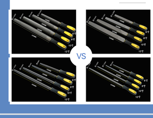 Juego de limas triangulares, planas, de medio y medio cuadrado, con mango, de 6, 8, 10 y 12 pulgadas, de grano medio y grueso - Product Image 5