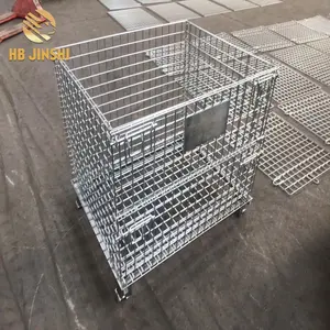 Contenitore pieghevole d'acciaio galvanizzato del cavo della scatola della maglia della gabbia del pallet di stoccaggio della rete metallica per il magazzino