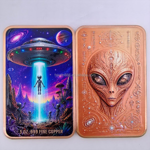 Batangan Tembaga Halus 5oz Berwarna UV, Bentuk UFO Alien 3D Relief, Koleksi Fantasi, Suvenir, Produsen Batangan Tembaga - Product Image 1