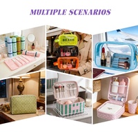 Pochette à lettres personnalisée transparente, étuis à fermeture éclair pour les voyages, trousse de toilette transparente en PVC, cuir PU, sacs à cosmétiques et à maquillage avec logo