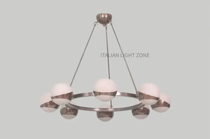 Mid Century Sputnik Chandelier 8 Globe Brass Pendant <b>Light</b> <b>Circle</b> Cut Shade Ceiling Fixture for Dining Room Living Room Interior - Product Image 6