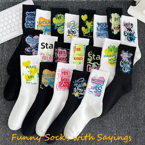 Calcetines Divertidos con Frases para Hombre y Mujer, Calcetines Novedosos con Palabras, Fábrica China, Envío Internacional, Compra en Línea - Product Image 4