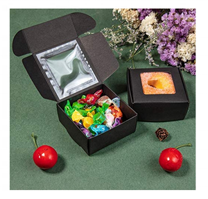 Hộp giấy kraft đen hình vuông có cửa sổ trong suốt dùng để đóng gói quà tặng, bánh ngọt, đồ trang sức cho tiệc tùng, kích thước 10*10*5 inch - Product Image 6