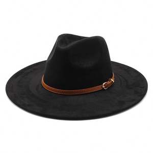 Sombrero Fedora de Poliéster/Algodón con Borde Cubierto y Diseño Liso para Hombre, Venta al por Mayor, Ala Ancha Plana, Estilo Mexicano Panamá, para Fiestas al Aire Libre y Pesca - Product Image 3