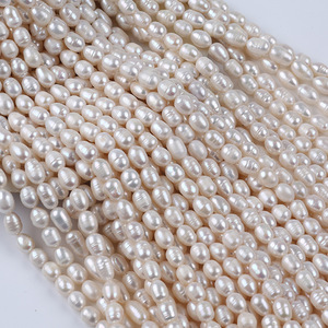 Perlas de Agua Dulce Naturales de Zhuji, Forma de Arroz, 7-8 mm, Blancas, Sueltas, para Joyería DIY, Material de Accesorios al por Mayor - Product Image 1