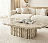Table basse ronde en marbre rose moderne et minimaliste, facile à nettoyer, pour la maison