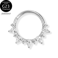 Cincin Hidung Titanium G23 Romantis untuk Pernikahan, Perhiasan Tubuh dengan Zirkon, Anting Tindik Unisex