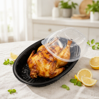 Conteneur alimentaire jetable à emporter avec couvercle transparent, conteneur en plastique jetable pour poulet rôti