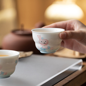 Guanlan White Porcelain Hand Painted Gourd Shape Master Cup Ceramic <b>Tea</b> Cup For Kung Fu <b>Tea</b> <b>Set</b> Home Use - Product Image 1