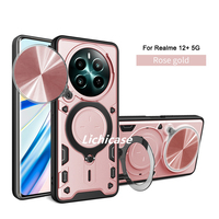 Étui de protection pour téléphone Lichicase avec motif CD, couvercle coulissant pour objectif d'appareil photo, support magnétique, coque rigide pour Realme 12 Pro Plus