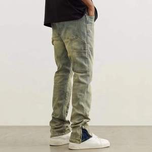 กางเกงยีนส์ทรงสลิมฟิตเอวสูง ดีไซน์ใช้งานง่าย สไตล์ช่างไม้ ปรับขนาดได้ที่ชายกางเกง ซิปปรับระดับได้ กางเกงยีนส์วินเทจสำหรับผู้ชาย - Product Image 2