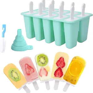 Dễ dàng phát hành Silicone Ice Cream khuôn 10 khoang xoắn ốc Ice Cream Ice Popsicle Maker công cụ với gậy