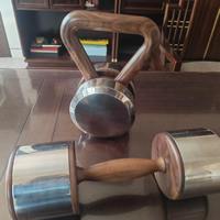 Kettlebell haltère en bois de noyer 14 kg avec cœur en acier inoxydable, poignée ergonomique, écologique, portable, pour entraînement de force à domicile