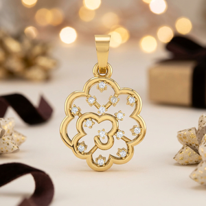 Funkelnder Blüten-Cluster-Anhänger mit Laborgezüchteten Diamanten, Feiner Gold- und Silberschmuck, Halskette für Damen, Schicke Mehrsteinige Florale Laborgezüchtete Diamanten - Product Image 1