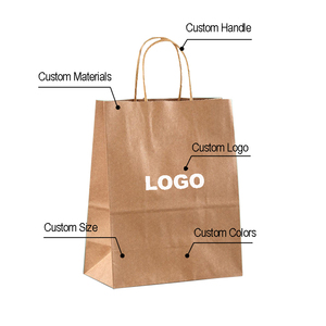 Sacs en papier kraft brun en gros pour emballage alimentaire, sacs fourre-tout personnalisés, sacs cadeaux artistiques lavables pour robes avec poignées et logo - Product Image 3