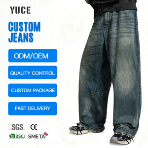 YUCE 2026 Jeans Baggy para Hombre, Estilo Vintage, Lavado a la Piedra, con Paneles en las Rodillas, Efecto 3D y Desgastado, Jeans Resistentes - Product Image 2