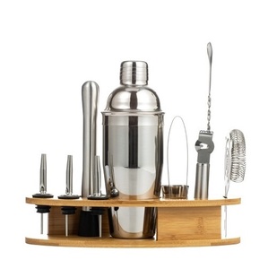Factory price 11pcs stainless steel bar tool kit barman cocktail shakers cocktail shaker kit set