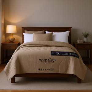 ชุดผ้านวมโมคค่าคิงแบบกลับด้านได้ ขนาดแคลคิง ไซส์ ผ้าฝ้ายเนื้อแน่น ทันสมัย สำหรับห้องนอน ใช้ได้ทุกฤดู - Product Image 2