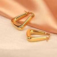 Boucles d'oreilles géométriques épaisses en acier inoxydable, style minimaliste, texture haute qualité, vente en gros, pour femmes