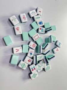 Jeu de tuiles de <span class=keywords><strong>mahjong</strong></span> américain bleu, élégant, en acrylique, sur mesure, 160 tuiles, 4 couches - Product Image 1