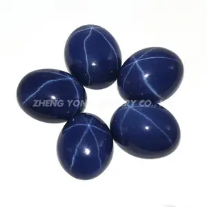 Preço de fábrica pedra preciosa plana cortar clássico pedra azul corindo sintético estrela luz 5mm 12mm oval gemas de safira