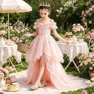<span class=keywords><strong>Vestido</strong></span> de Gala <span class=keywords><strong>para</strong></span> Niñas con Cola de Tul Asimétrica, <span class=keywords><strong>Vestido</strong></span> de Fiesta de Cumpleaños <span class=keywords><strong>para</strong></span> Niñas, <span class=keywords><strong>Vestido</strong></span> Formal de Princesa <span class=keywords><strong>para</strong></span> Niñas de las Flores en Bodas - Product Image 2