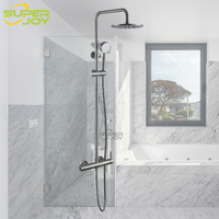 Vente directe usine : Système de douche économique et simple avec pommeau de douche pluie rond et douchette à main pour hôtel