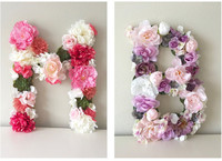 A-1272 lettre d'amour florale personnalisée en forme de lettre de rose artificielle en soie pour mariage bébé Boho décoration