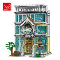 XMORK Diy 3784 Piezas, Juego de Bloques de Construcción de Museo de Ciencias con Luz, Vista de Calle Clásica, Bloques de Construcción de Partículas Pequeñas para Adultos