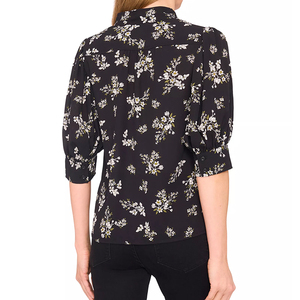 2026 Mới Nóng Bán Thời Trang Phong Cách Của Phụ Nữ Hoa <span class=keywords><strong>3</strong></span>/4 Tay Áo Có Nút Xuống Áo - Product Image 2