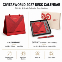 Calendario de Escritorio de Cuero PU 2027 con Logotipo Personalizado, Estampado en Caliente, Regalo Corporativo al por Mayor
