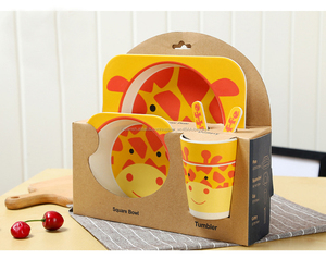 <span class=keywords><strong>dibujos</strong></span> <span class=keywords><strong>animados</strong></span> de animales pequeños para los niños de la cocina de Casa de bambú de la cena de los niños conjunto - Product Image 3