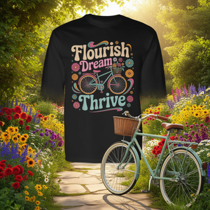 Camiseta de manga larga con cita floral de Flourish Dream Thrive Bicycle - Product Image 3