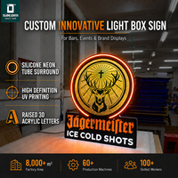 Boîte à lumière LED premium avec design gratuit, boîte à lumière USB dorée, boîte d'affichage en acrylique éclairée pour magasin de détail et publicité