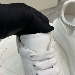 Baskets compensées en cuir véritable blanc à bout rond, à lacets, avec amorti, talon bas, pour toutes les saisons - Product Image 6