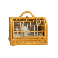 Sac de transport pour animaux de compagnie en rotin indonésien tressé, respirant, sac à dos à bandoulière unique, sac de voyage pour chat, capacité de 7,5 kg, cage pour animaux de compagnie entièrement faite à la main