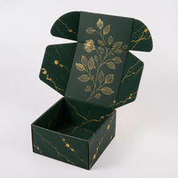 Boîte d'expédition en carton ondulé personnalisée de luxe en marbre avec feuille d'or florale, impression couleur intégrale à l'intérieur, pour coffret cadeau cosmétique