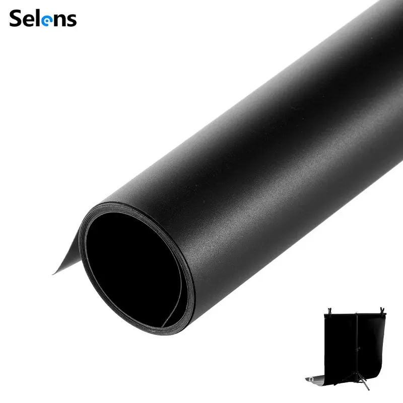 Selens120x200 cm Schwarz PVC Matt Reflective Dual Side Fotografie Hintergrund