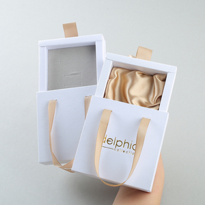 Wholesale Custom Ribbon Handle Sliding Drawer Jewelry <b>Box</b> With Logo Printed Luxury <b>Gift</b> <b>Box</b> <b>for</b> Bracelet <b>Ring</b> Necklace Packaging - Product Image 2
