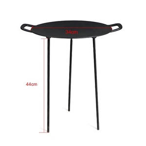 Portable Non-Stick Pre-seasoned Cast Iron Campfire Griddle Round Iron <strong>Grill</strong> <strong>Pan</strong> for Outdoor BBQ Cooking - Product Image 2