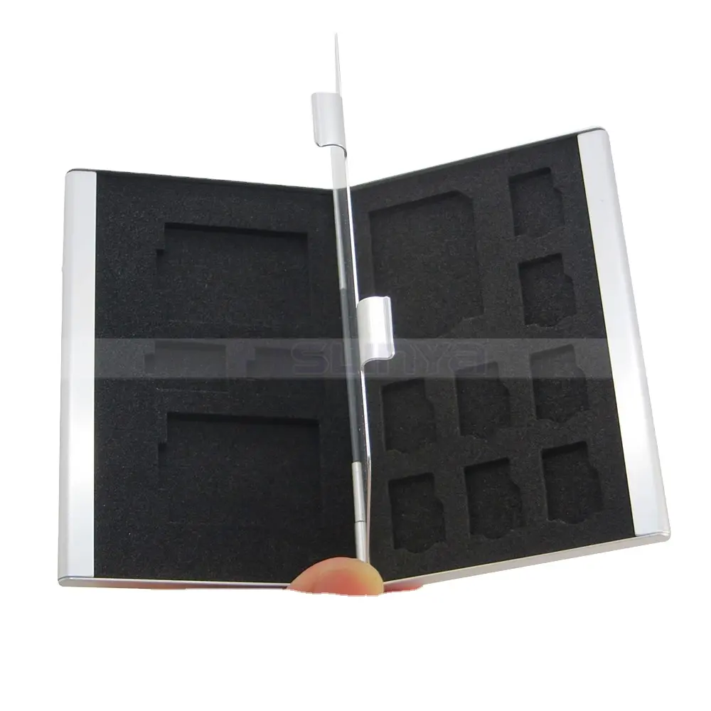Gümüş alüminyum hafıza kartı muhafazası kapak 10TF + 3SD kart durumda
