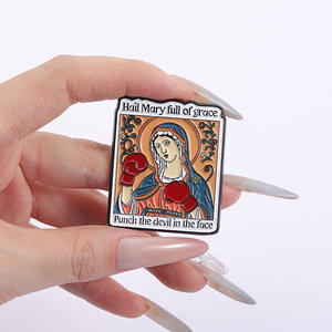 Nueva y divertida LETRA <span class=keywords><strong>DE</strong></span> LA Virgen María, Ave María, lleno <span class=keywords><strong>de</strong></span> <span class=keywords><strong>gracia</strong></span>, golpea al diablo en la cara, Pin <span class=keywords><strong>de</strong></span> solapa, broche esmaltado, accesorios para sombrero - Product Image 2