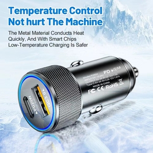 Chargeur de voiture métallique à double port PD 38W, USB 20W, charge rapide 18W, type-C, QC3.0, sortie 5V/3A, noir/blanc, modèle JY-9, vente chaude - Product Image 6