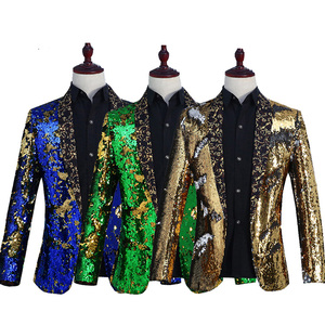Stage Costume Sequins Club Dresses for Party Slim Club Dresses Shawl Collar Blazer <strong>Glitter</strong> <strong>Jacket</strong> for Men - Product Image 1